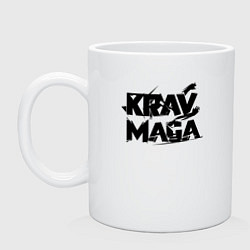 Кружка керамическая Крав-мага логотип с ударами, цвет: белый