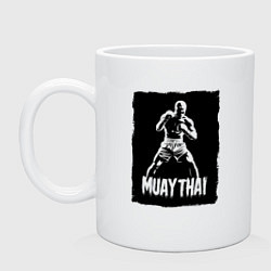Кружка керамическая Муай тай сила и мощь, цвет: белый