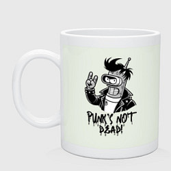 Кружка керамическая Bender - punks not dead motto, цвет: фосфор
