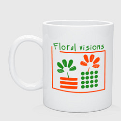 Кружка керамическая Цветочные видения, цвет: белый