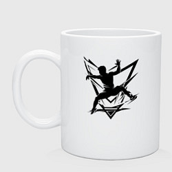 Кружка керамическая Прыжки на батуте граффити, цвет: белый