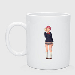 Кружка керамическая Дандадан Сиратори Айра слушает ракушку, цвет: белый