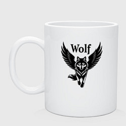 Кружка керамическая Волк с крыльями, цвет: белый