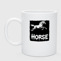 Кружка керамическая Лошадь в прыжке, цвет: белый