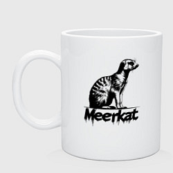 Кружка керамическая Сурикат в стиле гроаффити, цвет: белый