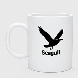 Кружка керамическая Черная чайка, цвет: белый