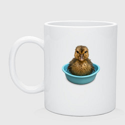 Кружка керамическая Утенок в тазике, цвет: белый