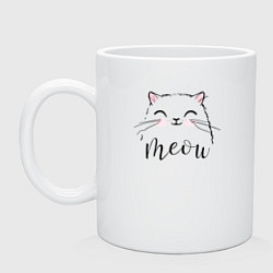 Кружка керамическая Кот позитив, цвет: белый