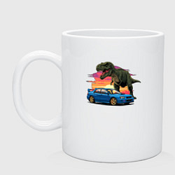 Кружка керамическая Субару и динозавр, цвет: белый