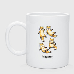 Кружка керамическая Ленивые еноты, цвет: белый