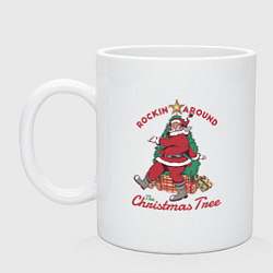 Кружка керамическая Веселый Санта Клаус, цвет: белый
