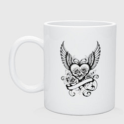 Кружка керамическая Крылья любви, цвет: белый
