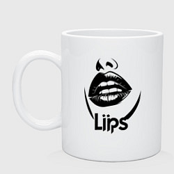 Кружка керамическая Черные губы, цвет: белый