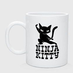 Кружка керамическая Ninja kitty, цвет: белый