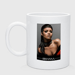 Кружка керамическая Rihanna: portrait, цвет: белый