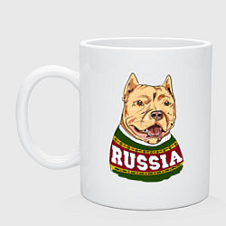 Кружка керамическая Made in Russia: собака, цвет: белый