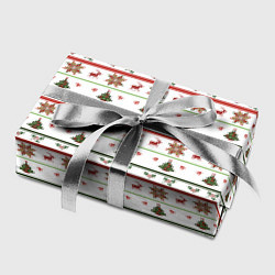 Бумага для упаковки Узор новогодний Бело-красно-зеленый, цвет: 3D-принт — фото 2