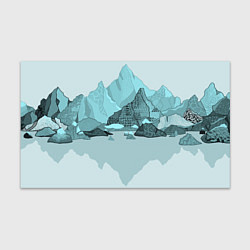 Бумага для упаковки Голубой горный пейзаж с темно-серыми тенями, цвет: 3D-принт