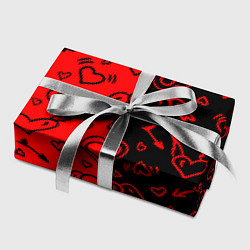 Бумага для упаковки Черно-Красные сердца с крылышками, цвет: 3D-принт — фото 2