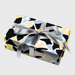 Бумага для упаковки Абстрактный узор в желто-голубых тонах на черном ф, цвет: 3D-принт — фото 2