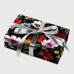 Бумага для упаковки Цветы на черном фоне паттерн, цвет: 3D-принт — фото 2