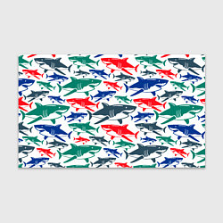 Бумага для упаковки Стая разноцветных акул - паттерн, цвет: 3D-принт