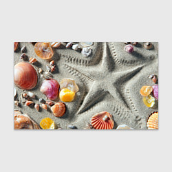 Бумага для упаковки Звезда из песка, ракушки и две жемчужины, цвет: 3D-принт