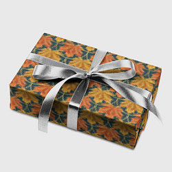 Бумага для упаковки Осенние кленовые листья в золотой чешуей на бирюзо, цвет: 3D-принт — фото 2