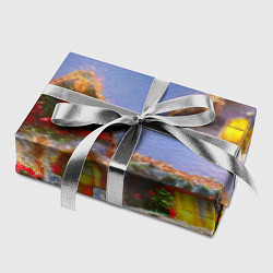 Бумага для упаковки Украшенный новогодний коттедж и снежные сугробы, цвет: 3D-принт — фото 2