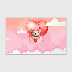 Бумага для упаковки Мишка в чашке с сердечком, цвет: 3D-принт