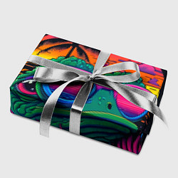 Бумага для упаковки Лягушонок Пепе на неоновом отдыхе, цвет: 3D-принт — фото 2