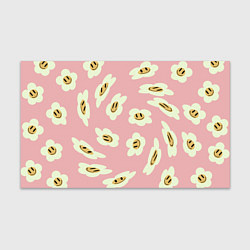 Бумага для упаковки Искаженные смайлы-цветы на розовом паттер, цвет: 3D-принт