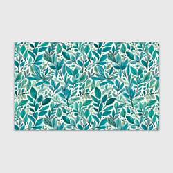 Бумага для упаковки Нежные акварельные листья, голубые и зеленые, цвет: 3D-принт