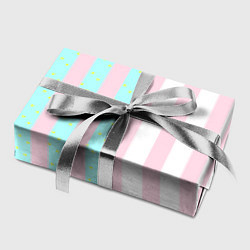 Бумага для упаковки Полоска Барби и Кена - сплит: нежно-мытный и розов, цвет: 3D-принт — фото 2