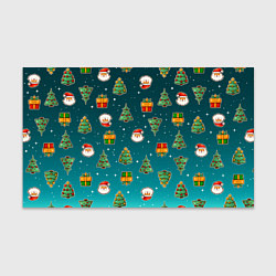 Бумага для упаковки Подарки новогодние елки и Санта - паттерн градиент, цвет: 3D-принт