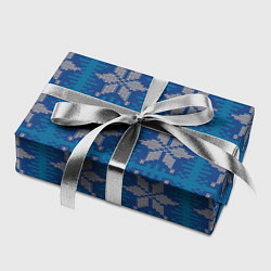 Бумага для упаковки Вязаная снежинка винтажный синий узор, цвет: 3D-принт — фото 2
