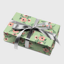 Бумага для упаковки Паттерн с розовыми цветами на бледно-зеленом, цвет: 3D-принт — фото 2