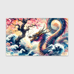 Бумага для упаковки Japanese dragon and sakura - engraving, цвет: 3D-принт