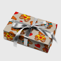 Бумага для упаковки Мишки в свитерах и сердечки, цвет: 3D-принт — фото 2