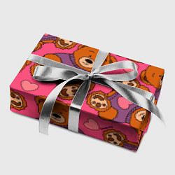 Бумага для упаковки Мишки игрушки в розовых свитерах и сердечки, цвет: 3D-принт — фото 2