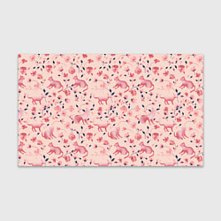Бумага для упаковки Розовый паттерн с цветами и котиками, цвет: 3D-принт