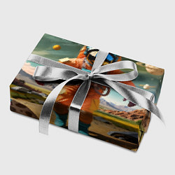 Бумага для упаковки Космонавт в оранжевом костюме, цвет: 3D-принт — фото 2