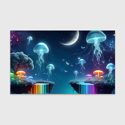 Бумага для упаковки Неоновые медузы и грибы - нейроарт фантазия, цвет: 3D-принт