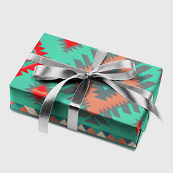 Бумага для упаковки Оранжево бирюзовый геометрический узор в стиле ацт, цвет: 3D-принт — фото 2