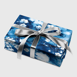 Бумага для упаковки Цветы белой сакуры - паттерн на синем фоне, цвет: 3D-принт — фото 2