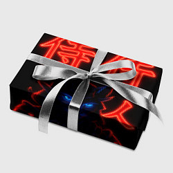 Бумага для упаковки Кот самурай с неоновыми глазами, цвет: 3D-принт — фото 2