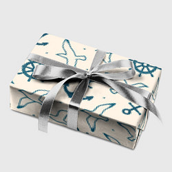 Бумага для упаковки Морской паттерн из штурвалов, чаек и якорей, цвет: 3D-принт — фото 2