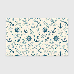 Бумага для упаковки Морской паттерн из штурвалов, чаек и якорей, цвет: 3D-принт