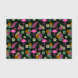 Бумага для упаковки Фламинго и листья на темно-зеленом, цвет: 3D-принт