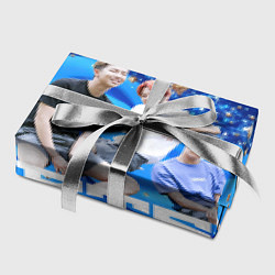 Бумага для упаковки BTS голубые волные и золотые звезды, цвет: 3D-принт — фото 2